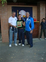 Premiazione di Bologna Arjola, Dario premiati dall'Allenatore del Bologna Baseball Campione d'Italia