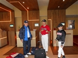 Arrivo all'Hotel Marriot - A sinistra Fabio Giurleo al centro Franz Fischer in divisa bavarian Bats  a destra Andreas.