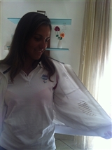 Florinda con la giacca della nazionale aperta con un pezzo dell'inno d'Italia