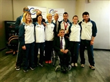 Foto di gruppo con il presidente della Fispes Sandro Porru e parte della delegazione italiana paralimpica per i Mondiali di Doha