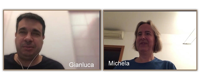 Michela e Gianluca salutano al termine dell'intervista.