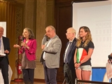 Premiazione di Martina Rabbolini sul palco, con Francesco Cusati, Rodolfo Masto e Claudia Giordani